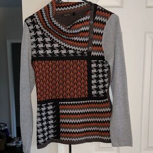 Radzoli Chevron Knit Sweater in Orange and Black